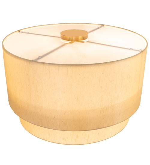 Meyda Lighting Cilindro 32" 10-Light Brass Tint Lujoso Semi-flush Mount Light With Beige & White Shade Glass