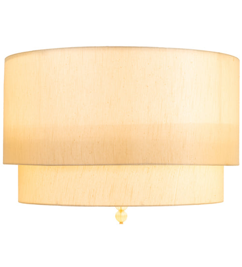 Meyda Lighting Cilindro 32" 10-Light Brass Tint Lujoso Semi-flush Mount Light With Beige & White Shade Glass