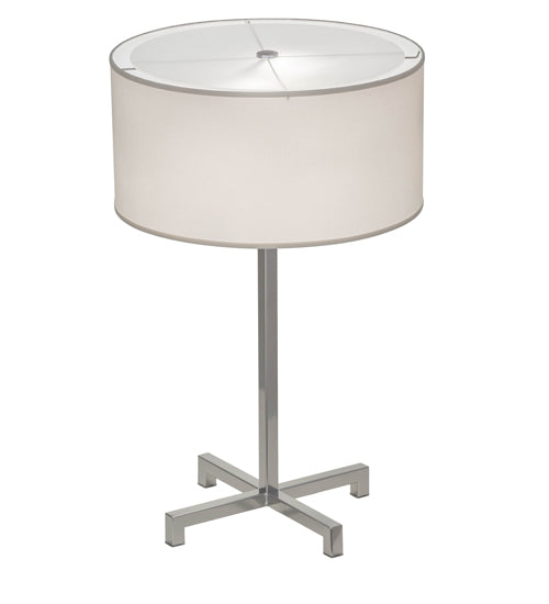 Meyda Lighting Cilindro 32" 2-Light Extreme Chrome Table Lamp With White Linen Shade