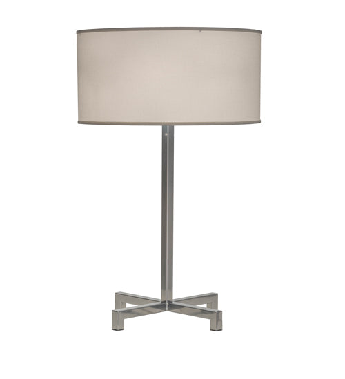 Meyda Lighting Cilindro 32" 2-Light Extreme Chrome Table Lamp With White Linen Shade