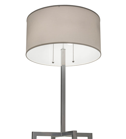 Meyda Lighting Cilindro 32" 2-Light Extreme Chrome Table Lamp With White Linen Shade
