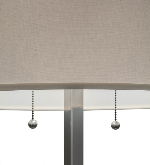 Meyda Lighting Cilindro 32" 2-Light Extreme Chrome Table Lamp With White Linen Shade