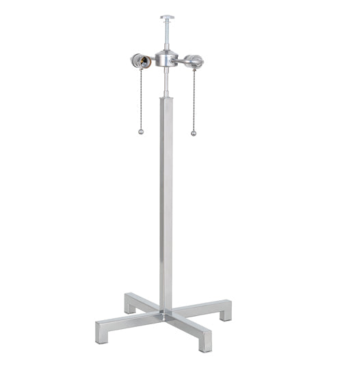 Meyda Lighting Cilindro 32" 2-Light Extreme Chrome Table Lamp With White Linen Shade