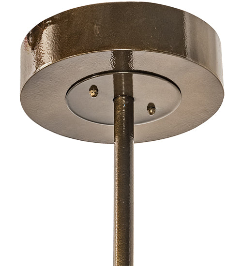 Meyda Lighting Cilindro 32" 3-Light Antique Hammered Gold Weave-Tex Cascading Chandelier With Silver Mica Shade Glass
