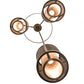 Meyda Lighting Cilindro 32" 3-Light Antique Hammered Gold Weave-Tex Cascading Chandelier With Silver Mica Shade Glass