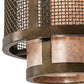 Meyda Lighting Cilindro 32" 3-Light Antique Hammered Gold Weave-Tex Cascading Chandelier With Silver Mica Shade Glass