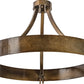 Meyda Lighting Cilindro 32" 3-Light Antique Hammered Gold Weave-Tex Cascading Chandelier With Silver Mica Shade Glass