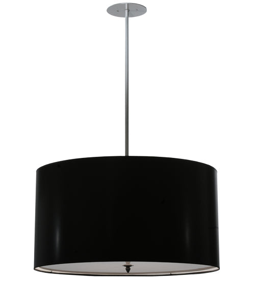Meyda Lighting Cilindro 32" 4-Light Brushed Nickel Pendant Light With Black Paper Shade