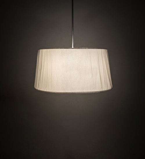 Meyda Lighting Cilindro 32" 4-Light Brushed Nickel Tapered Pendant Light With Ruffled Ivory Textrene Shade