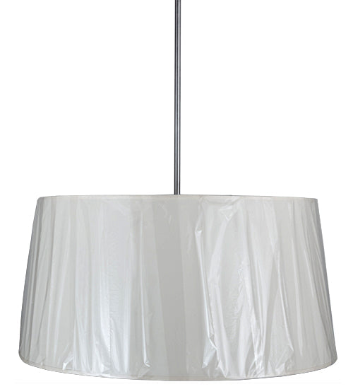 Meyda Lighting Cilindro 32" 4-Light Brushed Nickel Tapered Pendant Light With Ruffled Ivory Textrene Shade