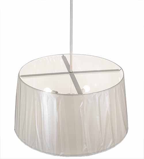 Meyda Lighting Cilindro 32" 4-Light Brushed Nickel Tapered Pendant Light With Ruffled Ivory Textrene Shade