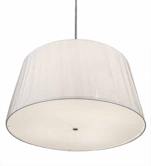 Meyda Lighting Cilindro 32" 4-Light Brushed Nickel Tapered Pendant Light With Ruffled Ivory Textrene Shade
