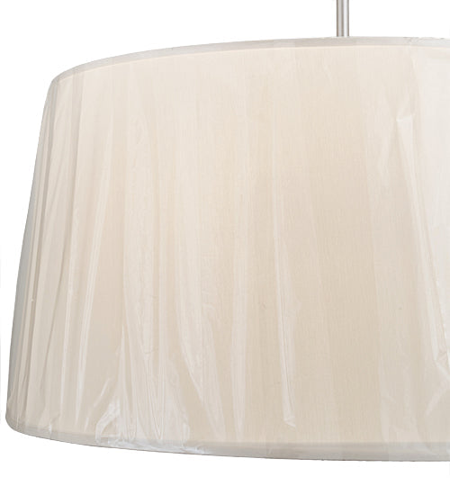 Meyda Lighting Cilindro 32" 4-Light Brushed Nickel Tapered Pendant Light With Ruffled Ivory Textrene Shade