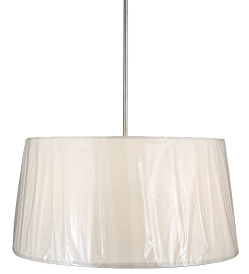 Meyda Lighting Cilindro 32" 4-Light Brushed Nickel Tapered Pendant Light With Ruffled Ivory Textrene Shade