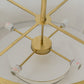 Meyda Lighting Cilindro 32" 4-Light Gold Leaf Touro Pendant Light With White Linen Textrene Shade