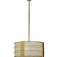 Meyda Lighting Cilindro 32" 4-Light Gold Leaf Touro Pendant Light With White Linen Textrene Shade