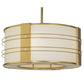 Meyda Lighting Cilindro 32" 4-Light Gold Leaf Touro Pendant Light With White Linen Textrene Shade