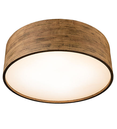 Meyda Lighting Cilindro 32" 4-Light Old Distressed Wood Flush Mount Light With White Statuario Idalight Shade