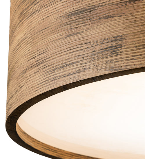 Meyda Lighting Cilindro 32" 4-Light Old Distressed Wood Flush Mount Light With White Statuario Idalight Shade