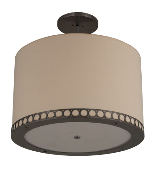 Meyda Lighting Cilindro 32" 4-Light Satin Clear Aloni Pendant Light With Beige Natural Textrene Shade