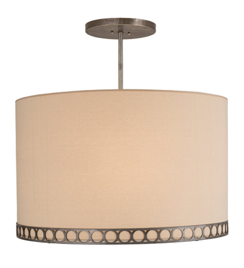 Meyda Lighting Cilindro 32" 4-Light Satin Clear Aloni Pendant Light With Beige Natural Textrene Shade