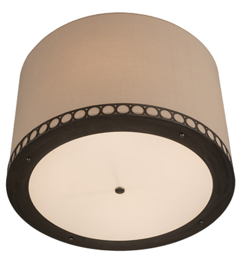 Meyda Lighting Cilindro 32" 4-Light Satin Clear Aloni Pendant Light With Beige Natural Textrene Shade