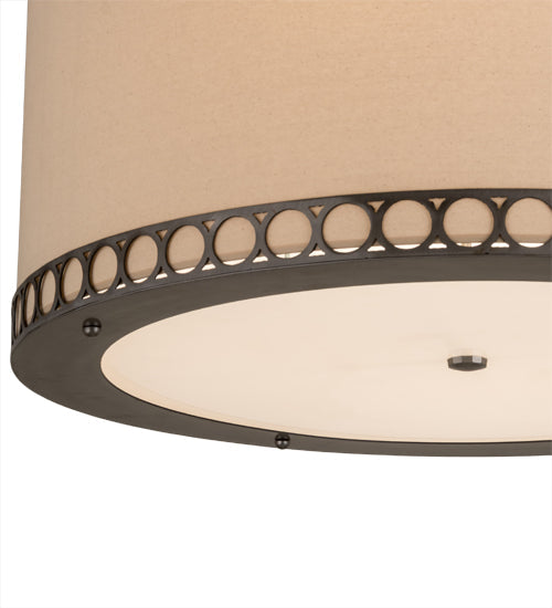 Meyda Lighting Cilindro 32" 4-Light Satin Clear Aloni Pendant Light With Beige Natural Textrene Shade