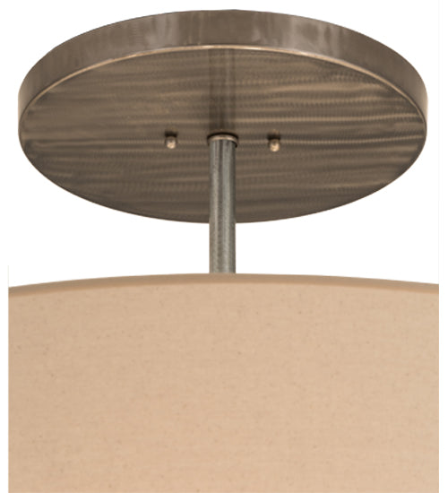 Meyda Lighting Cilindro 32" 4-Light Satin Clear Aloni Pendant Light With Beige Natural Textrene Shade