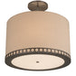 Meyda Lighting Cilindro 32" 4-Light Satin Clear Aloni Pendant Light With Beige Natural Textrene Shade