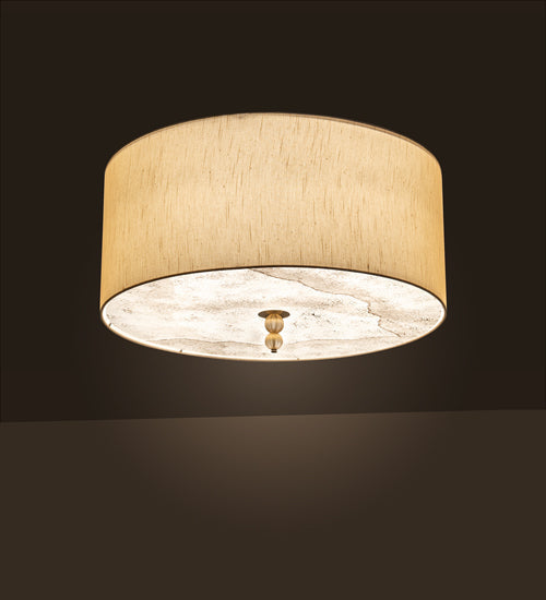 Meyda Lighting Cilindro 32" 6-Light Brass Tint Lujoso Semi-flush Mount Light With Beige & White Shade