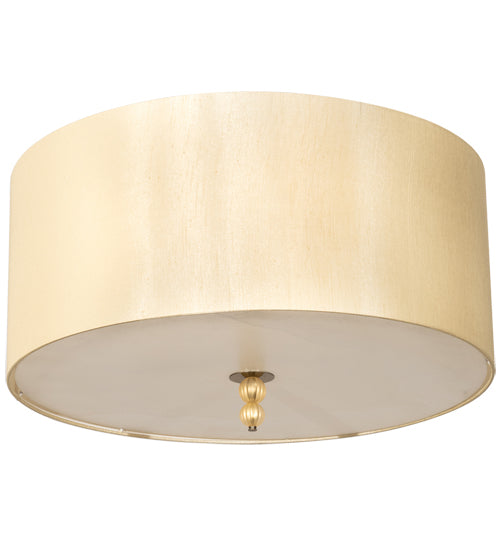Meyda Lighting Cilindro 32" 6-Light Brass Tint Lujoso Semi-flush Mount Light With Beige & White Shade