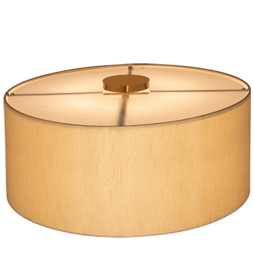 Meyda Lighting Cilindro 32" 6-Light Brass Tint Lujoso Semi-flush Mount Light With Beige & White Shade