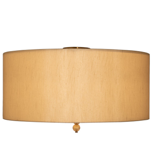 Meyda Lighting Cilindro 32" 6-Light Brass Tint Lujoso Semi-flush Mount Light With Beige & White Shade