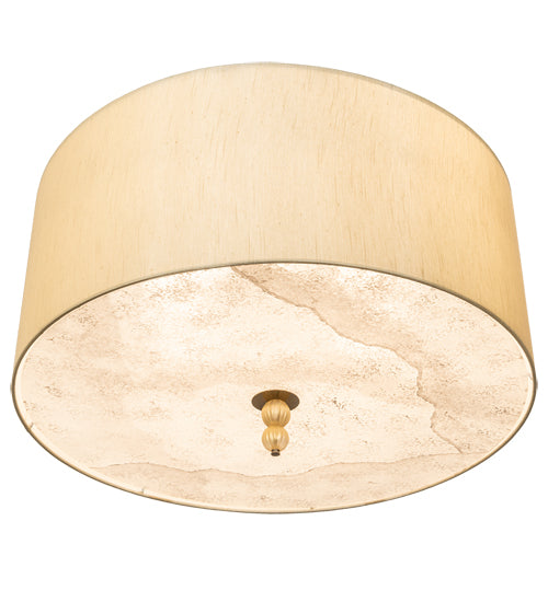 Meyda Lighting Cilindro 32" 6-Light Brass Tint Lujoso Semi-flush Mount Light With Beige & White Shade