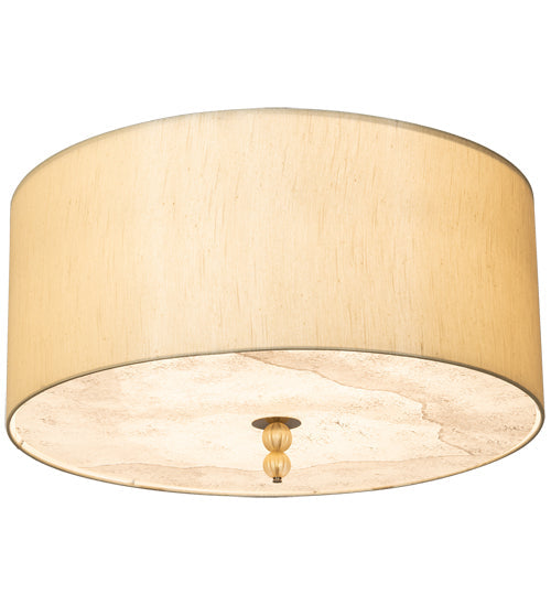 Meyda Lighting Cilindro 32" 6-Light Brass Tint Lujoso Semi-flush Mount Light With Beige & White Shade