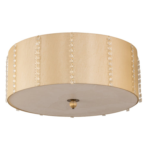 Meyda Lighting Cilindro 32" 6-Light Brass and Gold Powder Coat Lujoso Semi-flush Mount Light With Beige & White Shade
