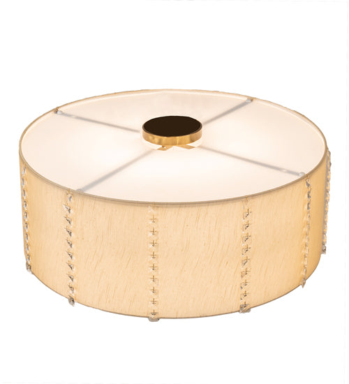 Meyda Lighting Cilindro 32" 6-Light Brass and Gold Powder Coat Lujoso Semi-flush Mount Light With Beige & White Shade