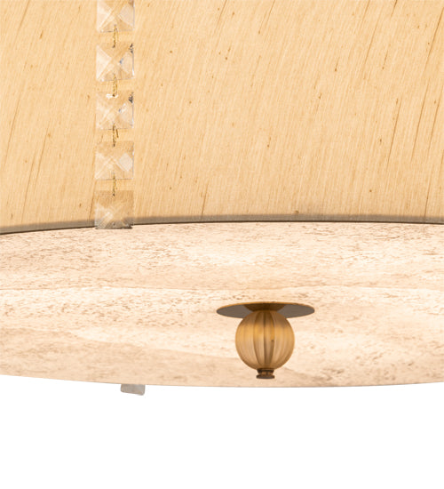 Meyda Lighting Cilindro 32" 6-Light Brass and Gold Powder Coat Lujoso Semi-flush Mount Light With Beige & White Shade