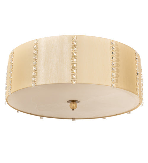 Meyda Lighting Cilindro 32" 8-Light Brass Tint & Gold Lujoso Semi-flush Mount Light With Wafer Silk & Yuma Idalight Shade