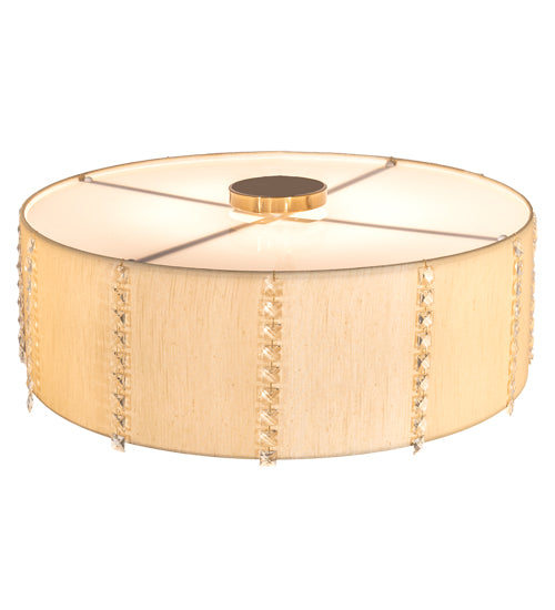 Meyda Lighting Cilindro 32" 8-Light Brass Tint & Gold Lujoso Semi-flush Mount Light With Wafer Silk & Yuma Idalight Shade