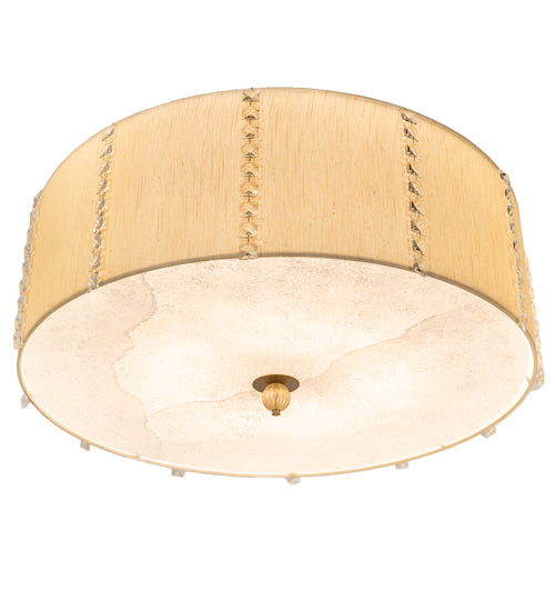 Meyda Lighting Cilindro 32" 8-Light Brass Tint & Gold Lujoso Semi-flush Mount Light With Wafer Silk & Yuma Idalight Shade