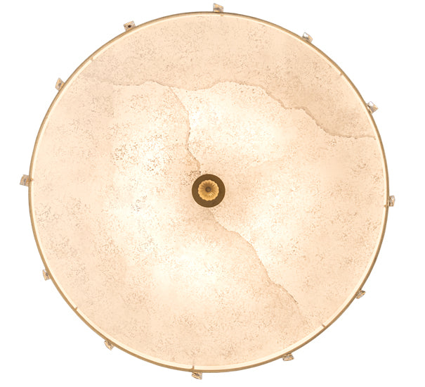 Meyda Lighting Cilindro 32" 8-Light Brass Tint & Gold Lujoso Semi-flush Mount Light With Wafer Silk & Yuma Idalight Shade