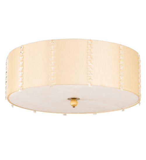 Meyda Lighting Cilindro 32" 8-Light Brass and Gold Powder Coat Lujoso Semi-flush Mount Light With Beige & White Shade