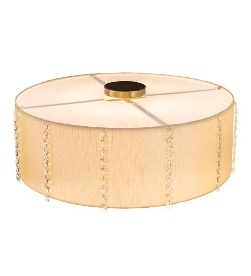 Meyda Lighting Cilindro 32" 8-Light Brass and Gold Powder Coat Lujoso Semi-flush Mount Light With Beige & White Shade