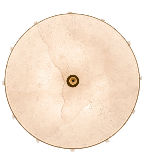 Meyda Lighting Cilindro 32" 8-Light Brass and Gold Powder Coat Lujoso Semi-flush Mount Light With Beige & White Shade