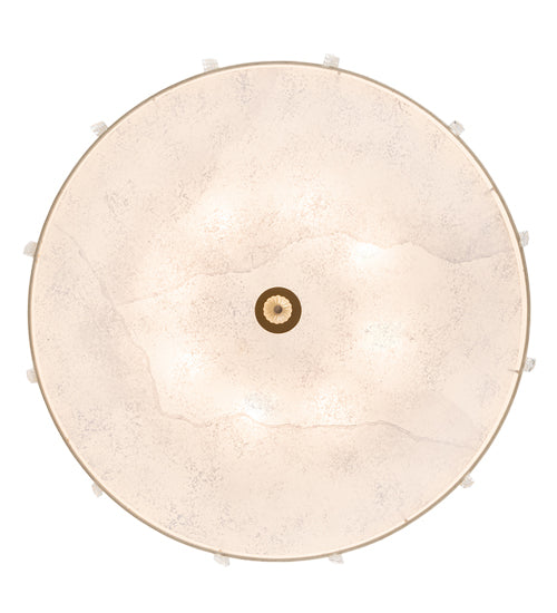 Meyda Lighting Cilindro 33" 8-Light Brass and Gold Powder Coat Lujoso Semi-flush Mount Light With Beige & White Shade