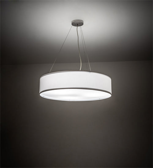 Meyda Lighting Cilindro 34" 3-Light Nickel And White Pendant Light With White Textrene And Statuario Idalight Shade