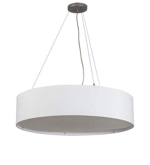 Meyda Lighting Cilindro 34" 3-Light Nickel And White Pendant Light With White Textrene And Statuario Idalight Shade