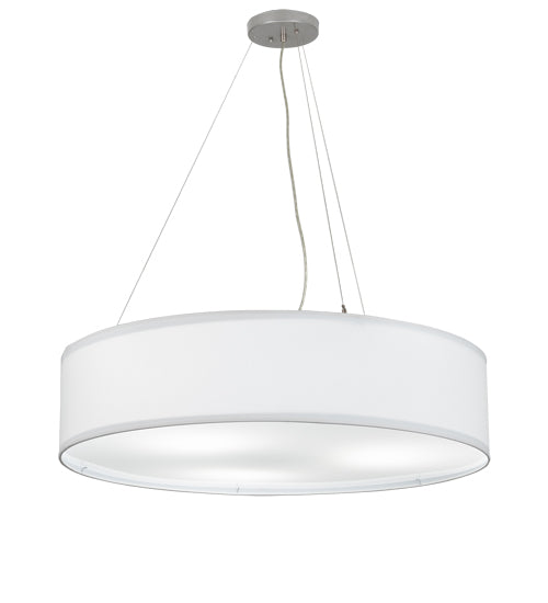 Meyda Lighting Cilindro 34" 3-Light Nickel And White Pendant Light With White Textrene And Statuario Idalight Shade