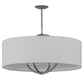 Meyda Lighting Cilindro 34" 3-Light Nickel Rotunda Pendant Light With Laura White Textrene Shade